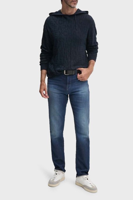 Armani Exchange Regular Fit Kapüşonlu Yaka Örme Erkek Kazak 6DZM1B ZM4DZ 1510 LACİVERT - Armani Exchange (1)