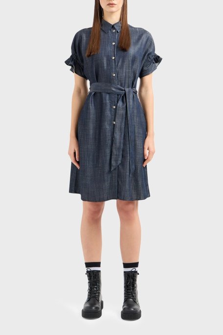 Armani Exchange Regular Fit Kemerli Mini Denim Bayan Elbise 3DYA64 Y15PZ 1500 MAVİ - Armani Exchange