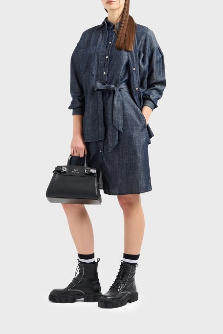 Armani Exchange Regular Fit Kemerli Mini Denim Bayan Elbise 3DYA64 Y15PZ 1500 MAVİ - Armani Exchange (1)