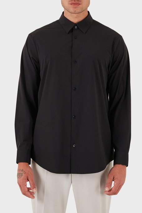 Armani Exchange Regular Fit Klasik Yaka Uzun Kollu Erkek Gömlek XM001567 AF19193 UC001 SİYAH - Armani Exchange