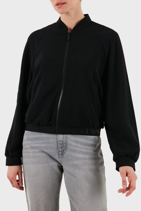 Armani Exchange Regular Fit Kolej Yaka Logo Detaylı Bomber Bayan Ceket XW001029 AF10872 UC001 SİYAH - Armani Exchange