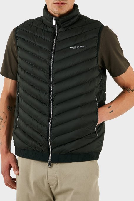 Armani Exchange Regular Fit Kuş Tüyü Dolgulu Dik Yaka Şişme Erkek Yelek 8NZQ52 ZNW3Z MB066 HAKİ - Armani Exchange