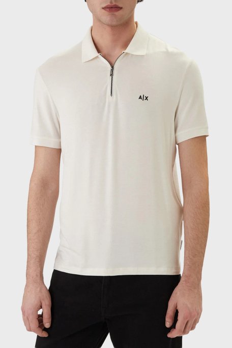 Armani Exchange Regular Fit Logolu Fermuarlı Erkek Polo XM002372 AF21936 U0009 BEYAZ - Armani Exchange