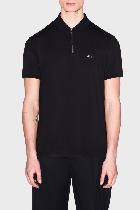 Armani Exchange Regular Fit Logolu Fermuarlı Erkek Polo XM002372 AF21936 UC001 SİYAH - Armani Exchange