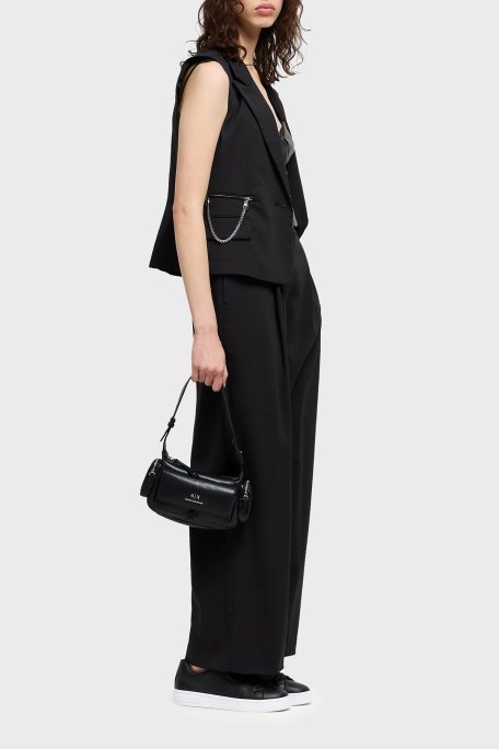 Armani Exchange Regular Fit Mono Yaka Zincir Detaylı Bayan Yelek XW000435 AF12749 UC001 SİYAH - Armani Exchange (1)