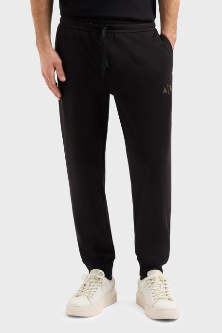 Armani Exchange Regular Fit Ribanalı Paça Logolu Jogger Erkek Pantolon XM000333 AF12269 UC001 SİYAH - Armani Exchange