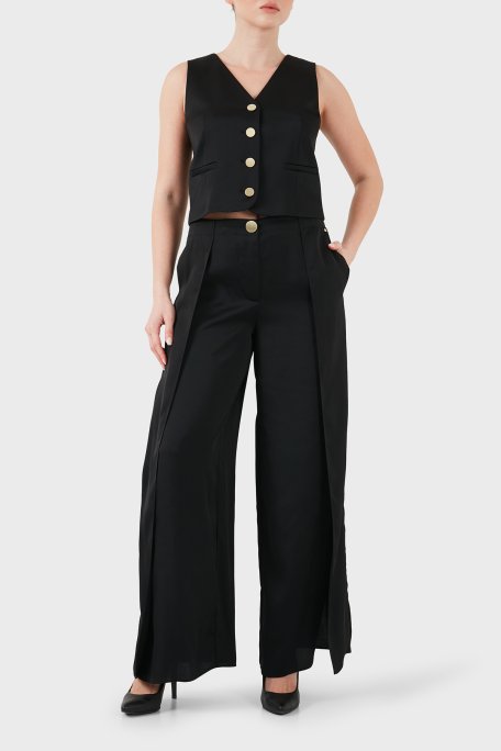 Armani Exchange Regular Fit V Yaka Düğmeli Kadın Yelek XW001954 AF21553 UC001 SİYAH - Armani Exchange (1)