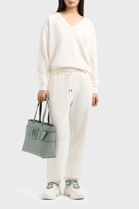 Armani Exchange Regular Fit Yüksek Bel Düz Paça Jogger Bayan Pantolon XW000096 AF10804 U1003 EKRU - Armani Exchange