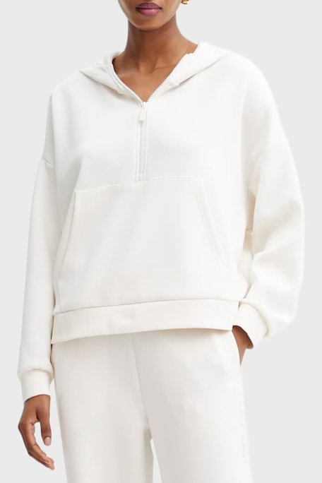 Armani Exchange Relaxed Fit Kapüşonlu Yaka Kanguru Cepli Bayan Sweat XW000980 AF16111 U1003 EKRU - Armani Exchange