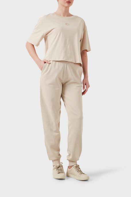 Armani Exchange Relaxed Fit Lastikli Bel Ribanalı Paça Bayan Pantolon XW000319 AF12217 U1095 BEJ - Armani Exchange