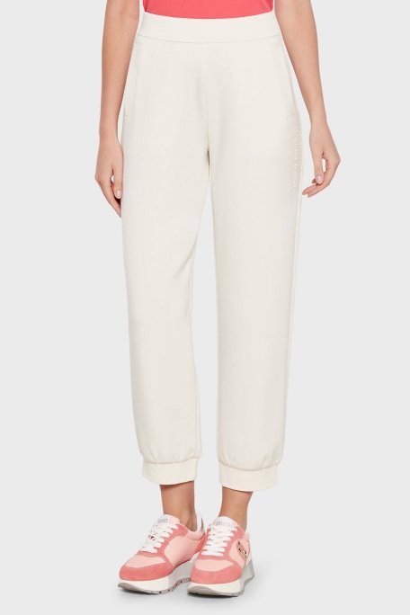 Armani Exchange Relaxed Fit Lastikli Paça Logolu Jogger Bayan Pantolon XW001011 AF16111 U1003 EKRU - Armani Exchange