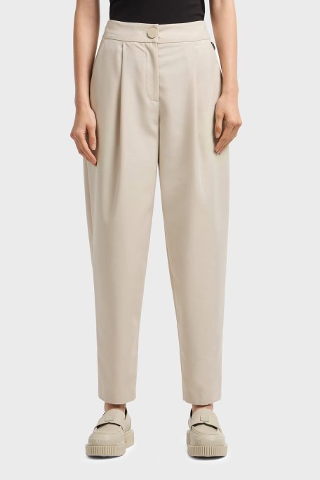 Armani Exchange Relaxed Fit Yüksek Bel Daralan Paça Pileli Bayan Pantolon XW000222 AF10855 U1095 KAHVE - Armani Exchange