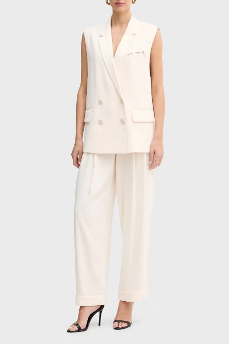 Armani Exchange Relaxed Fit Yüksek Bel Geniş Paça Bayan Pantolon XW001826 AF16125 U1003 BEYAZ - Armani Exchange (1)