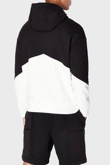 Armani Exchange Renk Bloklu Kapüşonlu % 100 Pamuklu Regular Fit Erkek Sweat 6RZMLB ZJ4XZ 22CG SİYAH-BEYAZ - Armani Exchange (1)