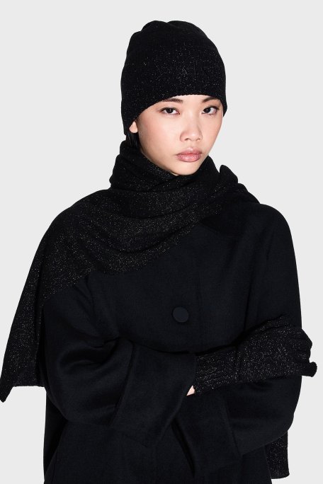 Armani Exchange Simli Yün Karışımlı Örme Bayan Bere XW001519 AF16181 MC026 SİYAH-GÜMÜŞ - Armani Exchange (1)