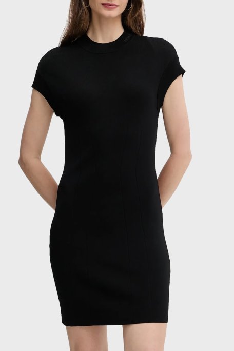 Armani Exchange Slim Fit Bisiklet Yaka Kısa Kollu Mini Bayan Elbise XW000764 AF10352 UC001 SİYAH - Armani Exchange