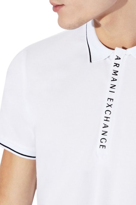 Armani Exchange Pamuklu Slim Fit T Shirt Erkek Polo 8NZF71 ZJH2Z 1100 BEYAZ - Armani Exchange (1)