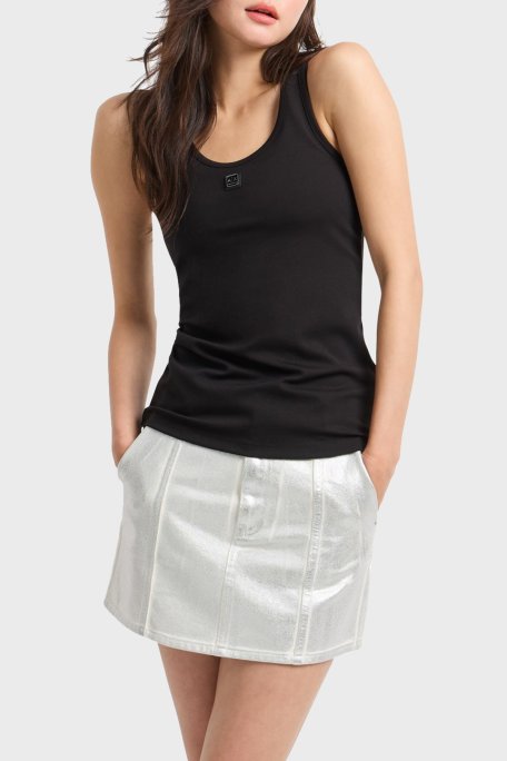 Armani Exchange Slim Fit Yuvarlak Yaka Logolu Bayan Top XW000090 AF10805 UC001 SİYAH - Armani Exchange