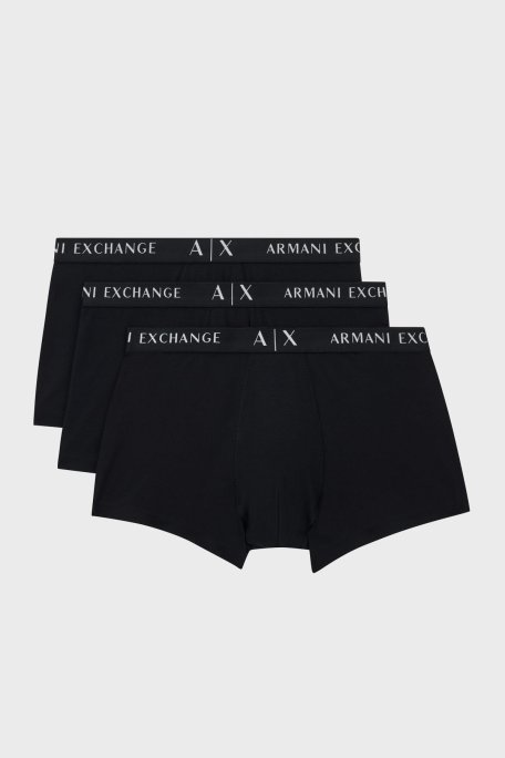 Armani Exchange Streç Pamuklu Logolu 3 Pack Erkek Boxer XM000871 AF13682 MC061 SİYAH - Armani Exchange