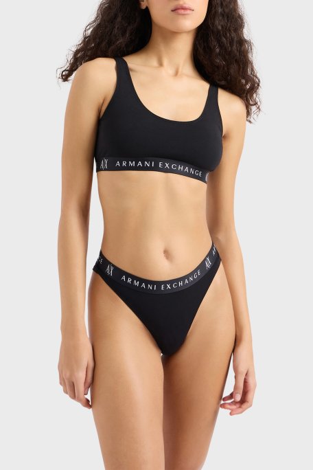 Armani Exchange Streç Pamuklu Logolu Bralet Kadın Sütyen 947029 CC502 00020 SİYAH - Armani Exchange