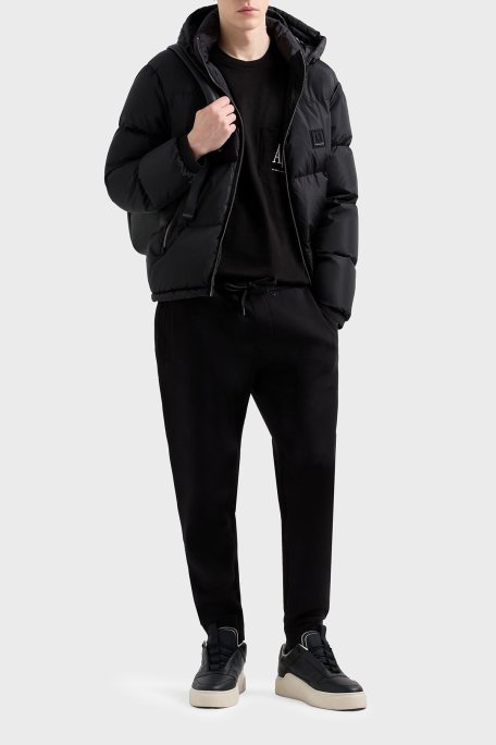 Armani Exchange Streç Pamuklu Regular Fit Normal Bel Ribanalı Paça Jogger Erkek Pantolon XM000373 AF10818 UC001 SİYAH - Armani Exchange