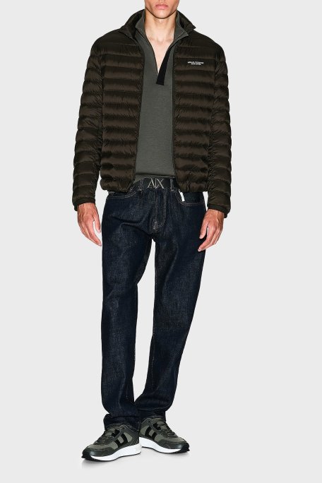 Armani Exchange Streç Pamuklu Regular Fit Yarım Fermuarlı Dik Yaka Erkek Sweat XM001295 AF10818 U8144 AÇIK YEŞİL - Armani Exchange (1)