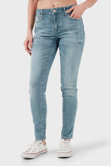 Armani Exchange Streç Pamuklu Slim Fit Normal Bel Dar Paça Jeans Bayan Kot Pantolon XW000123 AF12864 MB003 MAVİ - Armani Exchange (1)