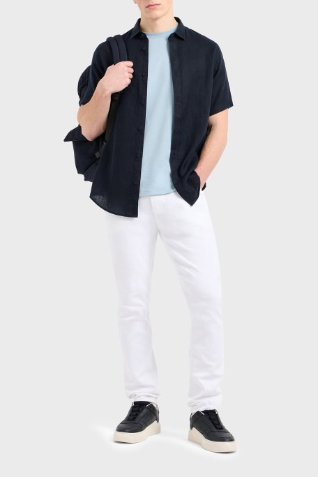 Armani Exchange Streç Pamuklu Slim Fit Normal Bel Dar Paça Jeans Erkek Kot Pantolon XM000070 AF14267 U0001 BEYAZ - Armani Exchange