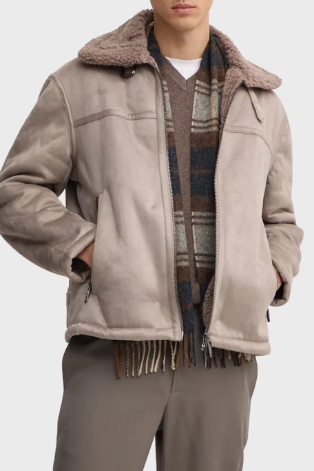 Armani Exchange Süet Logolu Regular Fit Mono Yaka Erkek Mont 6DZB03 ZE1FZ 17AC VİZON - Armani Exchange