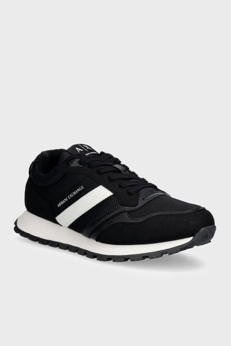 Armani Exchange Süet Logolu Sneaker Erkek Ayakkabı XM002690 AF22926 MZ715 SİYAH - Armani Exchange