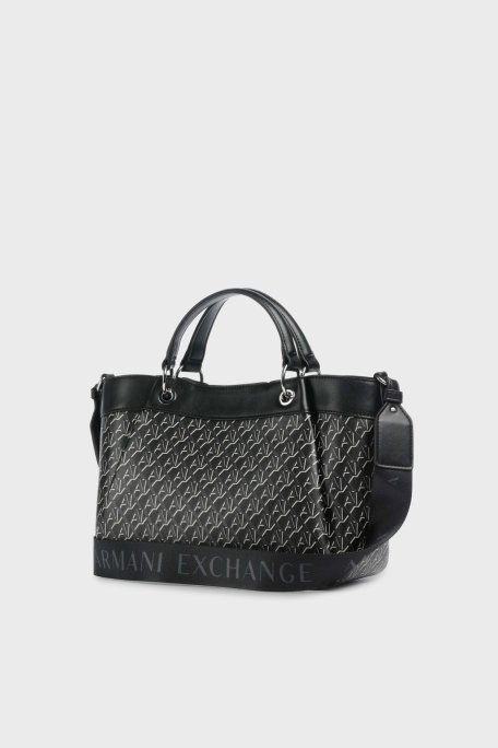 Armani Exchange Tamamı Logolu Çıkarılabilir Askılı Bayan Çanta XW000393 AF17145 MC043 SİYAH - Armani Exchange (1)