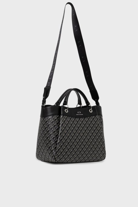 Armani Exchange Tamamı Logolu Çıkarılabilir Askılı Bayan Çanta XW000954 AF17145 MC043 SİYAH - Armani Exchange (1)