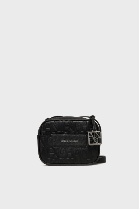 Armani Exchange Tamamı Logolu Çıkarılabilir Askılı Bayan Çanta XW001578 AF15774 UC001 SİYAH - Armani Exchange