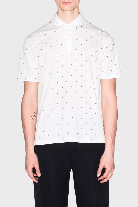 Armani Exchange Tamamı Logolu Pamuklu Regular Fit Düğmeli Erkek Polo XM000735 AF10356 F0198 BEYAZ - Armani Exchange