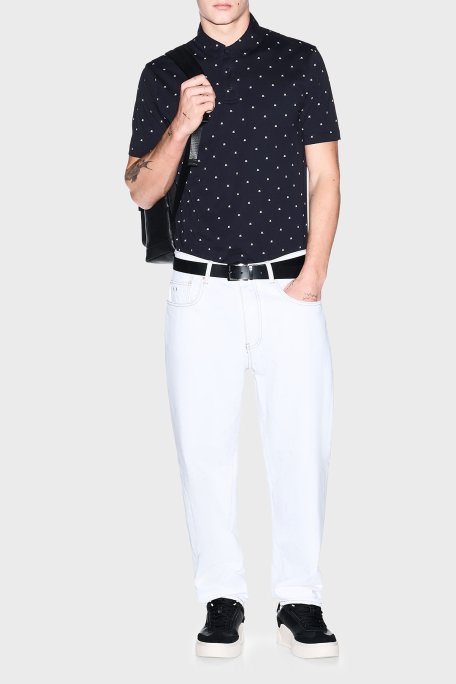 Armani Exchange Tamamı Logolu Pamuklu Regular Fit Düğmeli Erkek Polo XM000735 AF10356 FB434 LACİVERT - Armani Exchange (1)