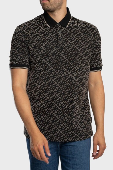 Armani Exchange Tamamı Logolu Pamuklu Regular Fit Düğmeli Erkek Polo Yaka T Shirt XM001883 AF10356 FC196 SİYAH - Armani Exchange (1)