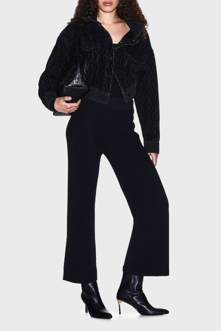 Armani Exchange Tamamı Logolu Pamuklu Regular Fit Kot Bayan Ceket XW000819 AF16092 FB180 SİYAH - Armani Exchange (1)