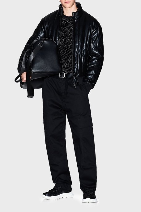 Armani Exchange Tamamı Logolu Regular Fit Bisiklet Yaka Erkek Kazak XM001330 AF16916 FC196 SİYAH - Armani Exchange (1)