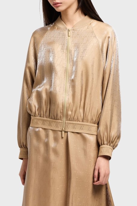 Armani Exchange Tamamı Logolu Regular Fit Bomber Bayan Ceket XW000565 AF12055 F1018 BEJ - Armani Exchange