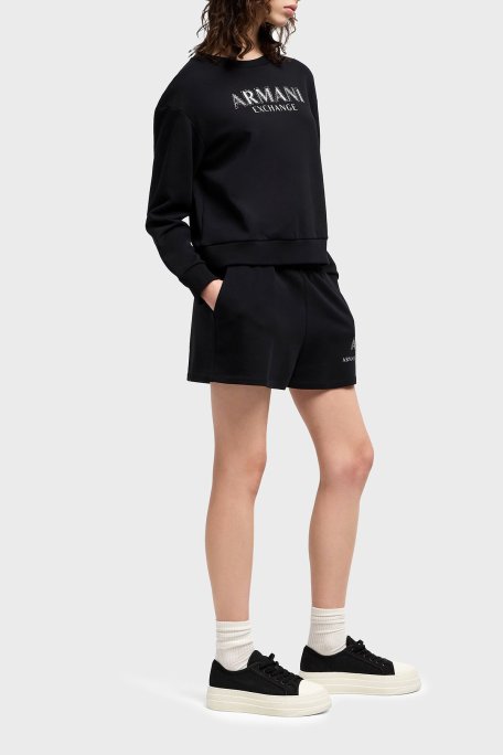 Armani Exchange Taşlı Logo % 100 Pamuk Regular Fit Bayan Sweat XW000159 AF11851 UC001 SİYAH - Armani Exchange (1)