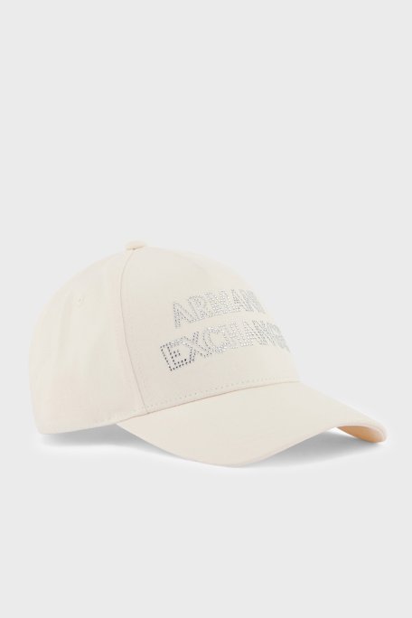 Armani Exchange Taşlı Logo Detayı % 100 Pamuk Kadın Şapka XW002847 AF15502 U1003 BEYAZ - Armani Exchange
