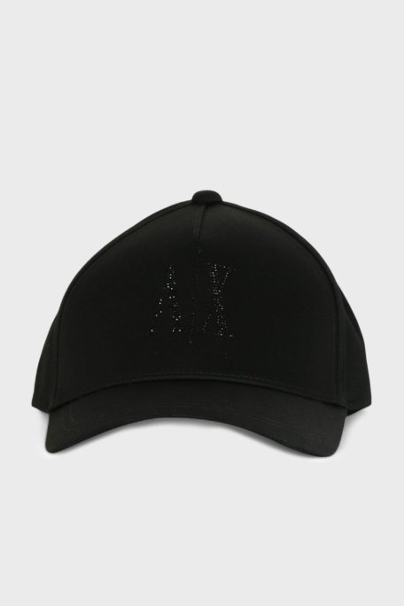 Armani Exchange Taşlı Logolu % 100 Pamuk Bayan Şapka XW000957 AF13846 UC001 SİYAH - Armani Exchange