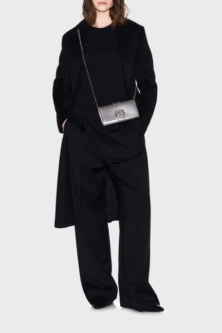 Armani Exchange Taşlı Logolu % 100 Pamuk Slim Bit Bisiklet Yaka Bayan T Shirt XW001349 AF17173 UC001 SİYAH - Armani Exchange