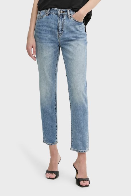Armani Exchange Boyfriend Fit Yüksek Bel Düz Paça Jeans Bayan Kot Pantolon XW000073 AF12851 MB003 AÇIK MAVİ - Armani Exchange