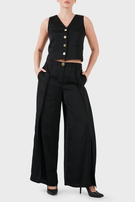 Armani Exchange Yırtmaç Detaylı Regular Fit Geniş Paça Kadın Pantolon XW001955 AF21553 UC001 SİYAH - Armani Exchange (1)