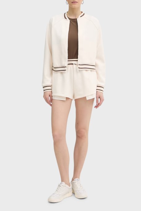 Armani Exchange Yumuşak Dokulu Kolej Yaka Fermuarlı Kadın Sweat XW002071 AF10804 U1003 Ekru - Armani Exchange (1)