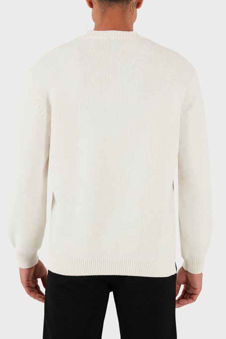 Armani Exchange Yün Karışımlı Regular Fit Bisiklet Yaka Örgülü Erkek Kazak XM001331 AF13776 U0009 BEYAZ - Armani Exchange (1)