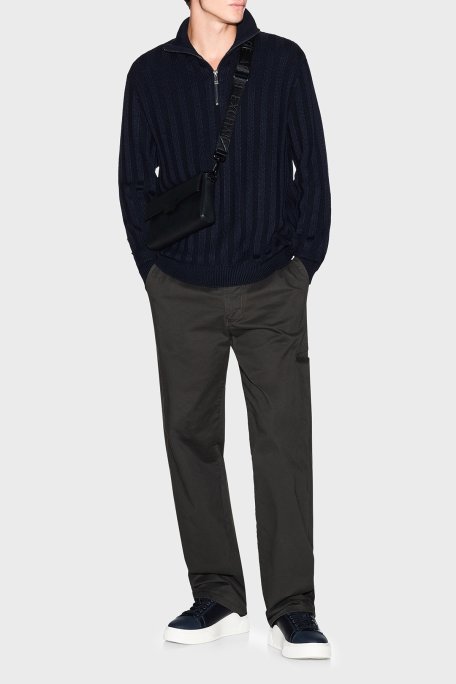 Armani Exchange Yün Karışımlı Relaxed Fit Yarım Fermuarlı Dik Yaka Erkek Kazak XM001332 AF13776 UB101 LACİVERT - Armani Exchange (1)