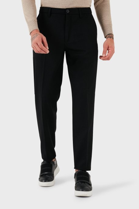 Armani Exchange Yün Karışımlı Standart Fit Normal Bel Erkek Pantolon 6DZP31 ZN5QZ 1200 SİYAH - Armani Exchange