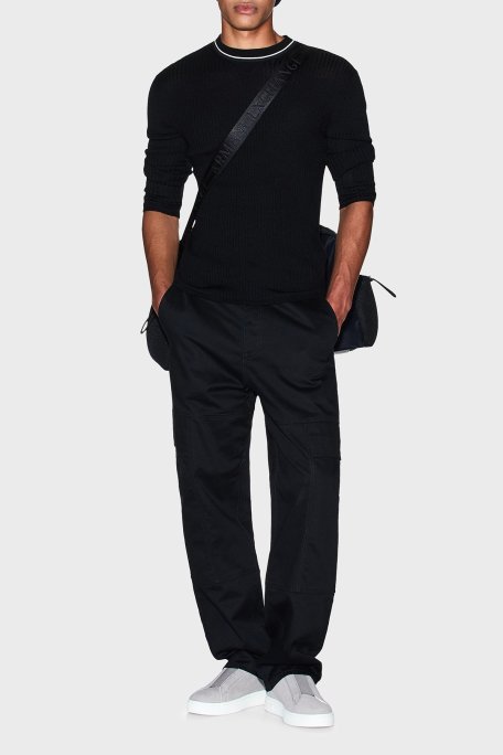 Armani Exchange Yünlü Karışımlı Regular Fit Yuvarlak Yaka Erkek Kazak XM000893 AF14007 UC001 SİYAH - Armani Exchange (1)